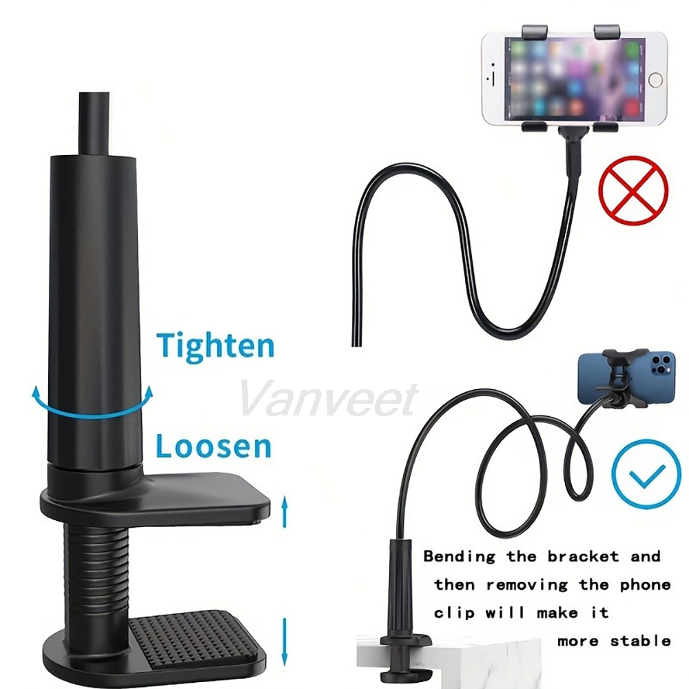 Standing Desk - 360 ° Penyangga Ponsel Fleksibel, Klip