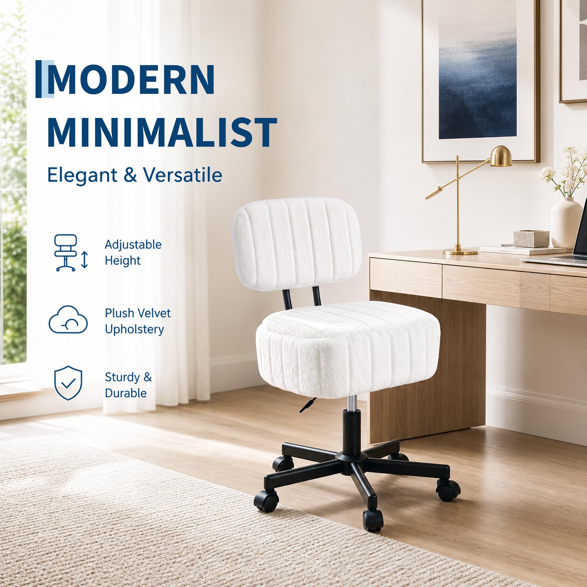 Office Stool - Kursi Rias dengan Tempat Penyimpanan, Bangku