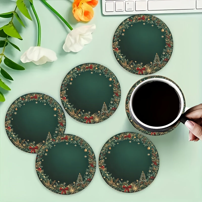 Office Furniture Brands - Set Coasters Kayu 2D Retro Hijau