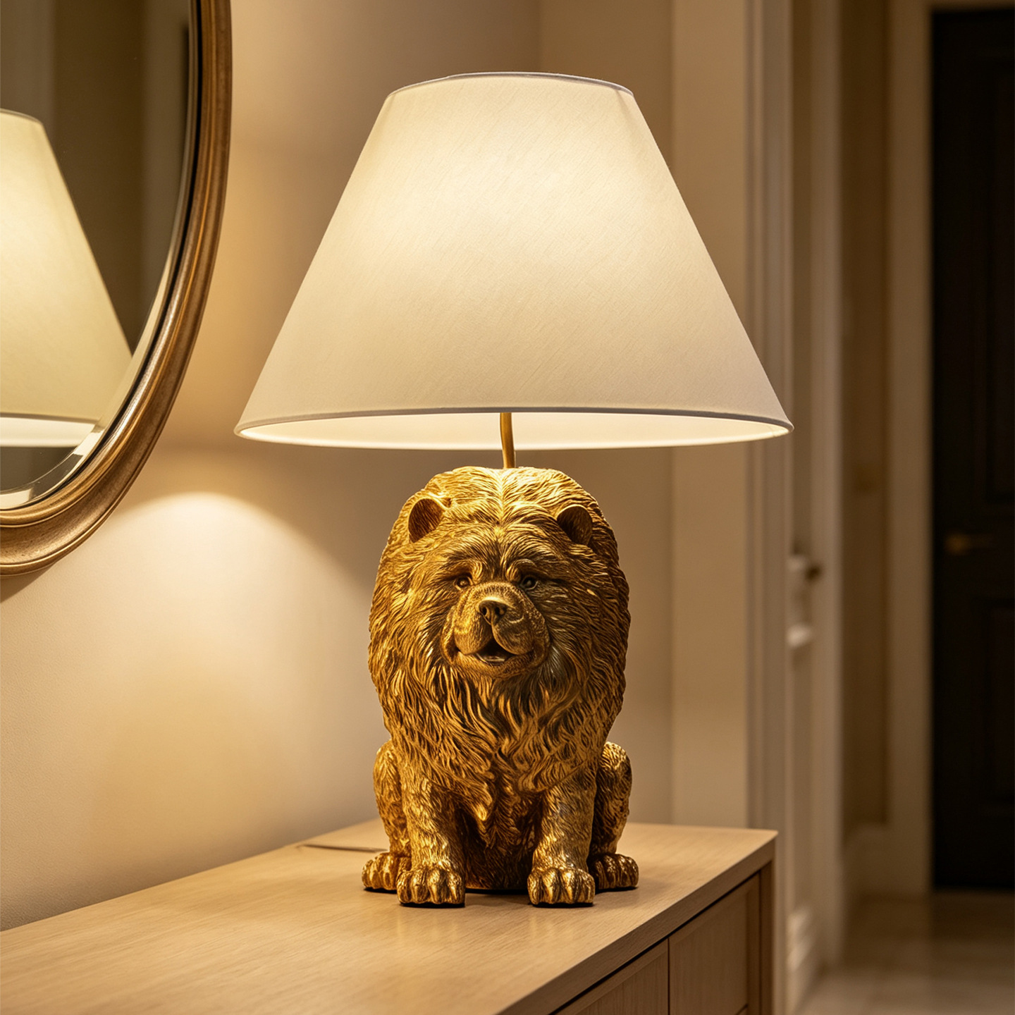 Lampu Meja Resin Hewan Chow Ch - Desk Lamp ulasan dan harga